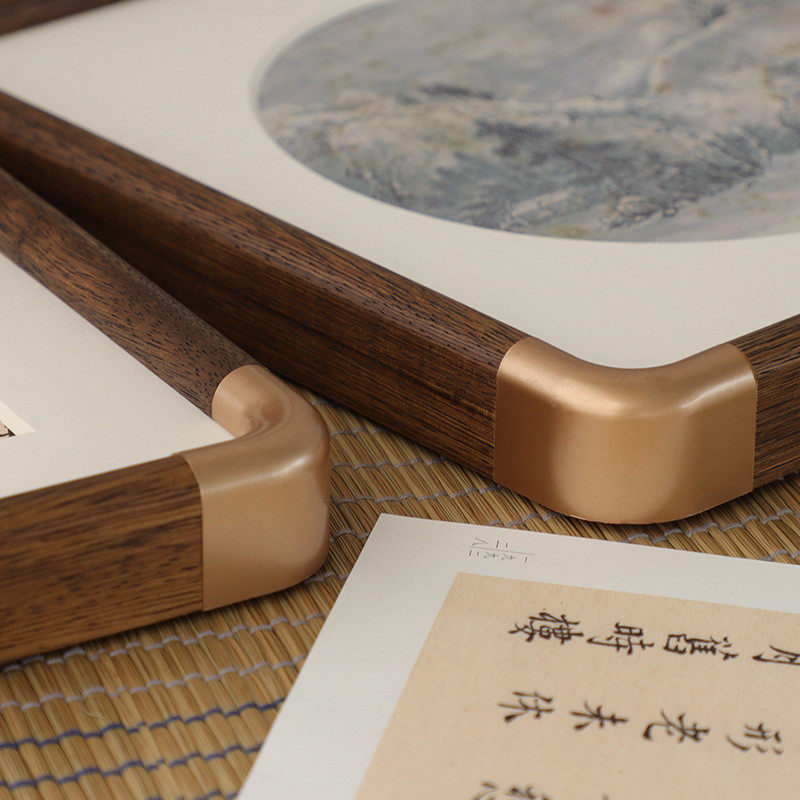 创意字画装裱外框中式实木正方形圆角书法画框民国婚书相框百福图