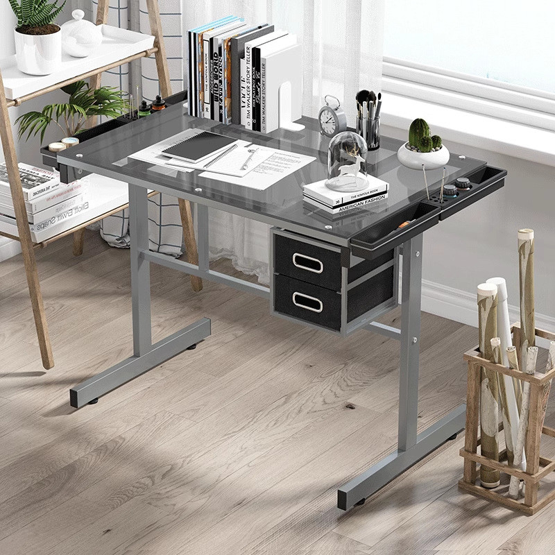 玻璃款绘图桌美术书画绘画画图画案桌子制图设计师书桌工作台美术