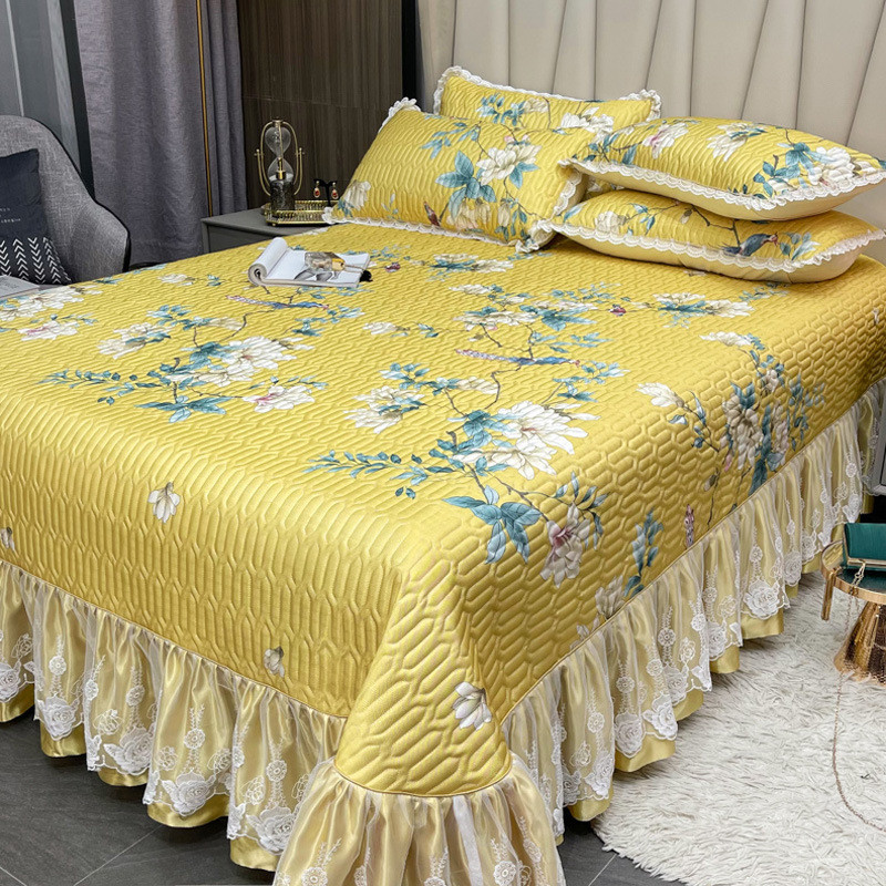 夏季冰丝凉席三件套床盖款夹双人可水洗机洗1.8m棉床单空