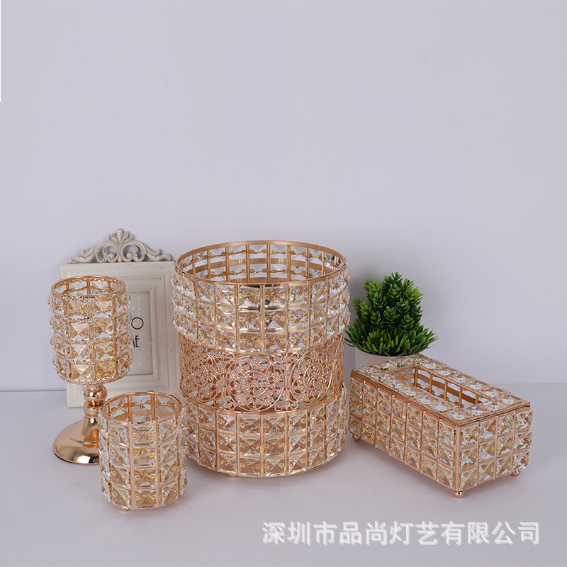 桶创意家用水晶垃圾桶客厅卧室装饰摆件收纳欧式卫生间无盖垃圾篓