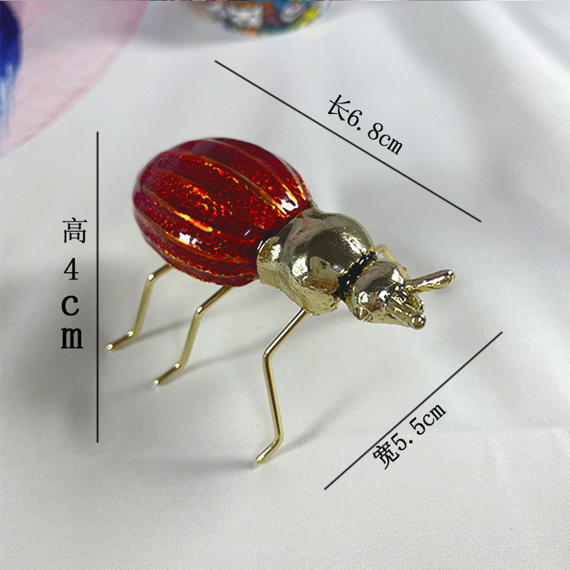 螳螂蝎子昆虫瓢虫合金摆件工艺品床边卧室桌面装饰品小型甲虫