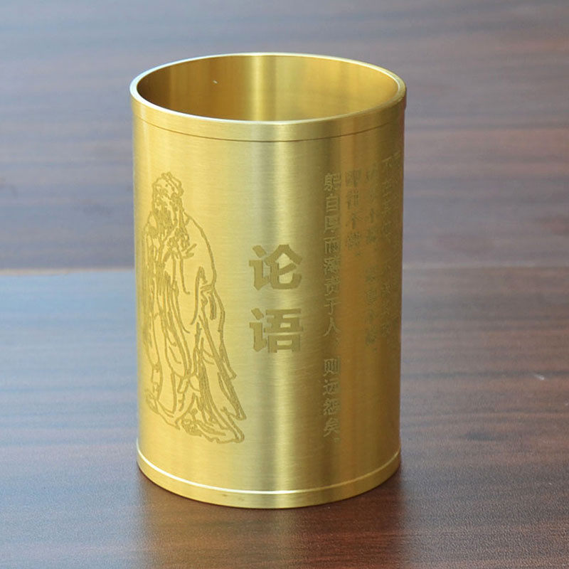 黄铜笔筒桌面收纳筒茶筒办公笔筒古风中国风学习用品桌面收纳摆件,文具电教/文化用品/商务用品,笔筒,淘宝优惠券,粉丝福利购,淘宝优惠卷