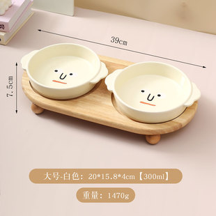 创意卡通表情包宠物碗狗碗猫碗家用带托盘猫咪喝水碗防打翻食盆