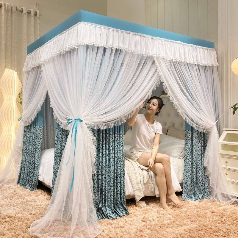 新款公主遮光床帘加厚蚊帐一体式家用加密三开门宫廷床幔落地防尘,床上用品,蚊帐,淘宝优惠券,粉丝福利购,淘宝优惠卷