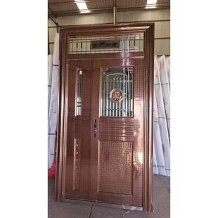 热销玫瑰金金钱板豪华外门不锈钢门子母半波门摇头亮窗玫瑰金室彩