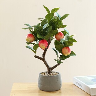 店铺石榴树摆件创意假客厅假装盆栽饰绿植柠檬树桌面花盆水果
