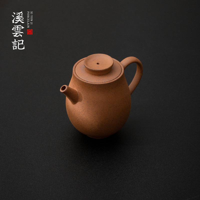 老岩泥巨轮珠茶壶国风粗陶小茶壶单壶球孔过滤泡茶壶中式泡茶器