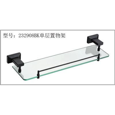 黑色单层置物架浴室置物架玻璃置物架浴室卫生间置物架