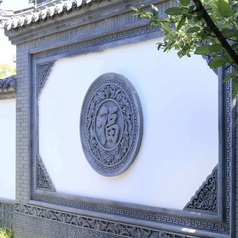 中式仿古圆形门墙古建迎砖雕圆形福字砖雕四合院影壁墙浮雕挂