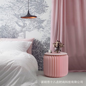 十八纸珊瑚粉纸凳ins风圆矮凳时尚 设计师款 折叠网红凳子厂家直销