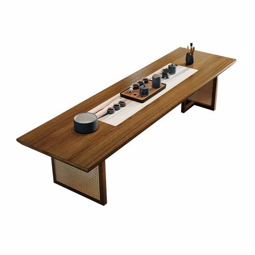 实木茶桌椅组合茶桌实木编大板茶台新中式功夫茶桌全套藤桌茶台