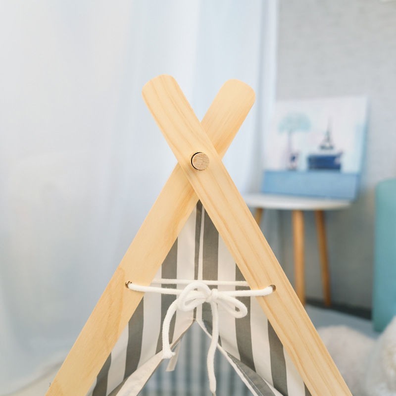 四季猫窝狗窝可拆洗宠物狗狗三角帐篷木质宠物窝宠物垫帆布帐篷