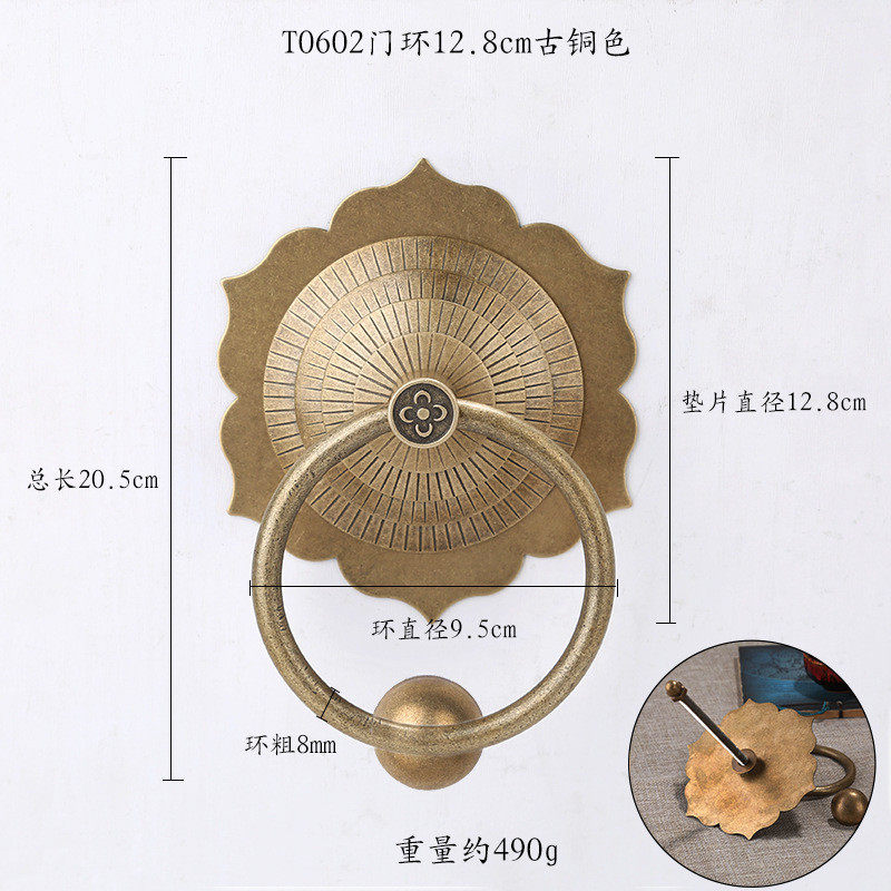 中式五金纯铜庭院大门门环门把手敲门器兽头仿古门环拉手老式拉环
