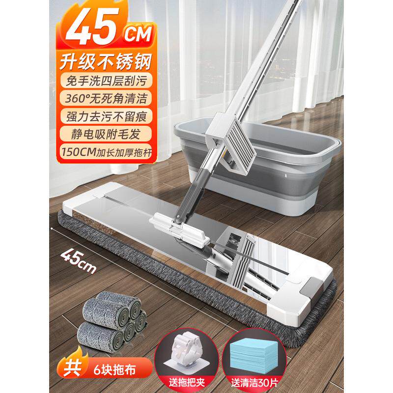 ali6免手洗拖把家用2022新款刮板平板拖布干湿两用帕托懒人墩布一图片