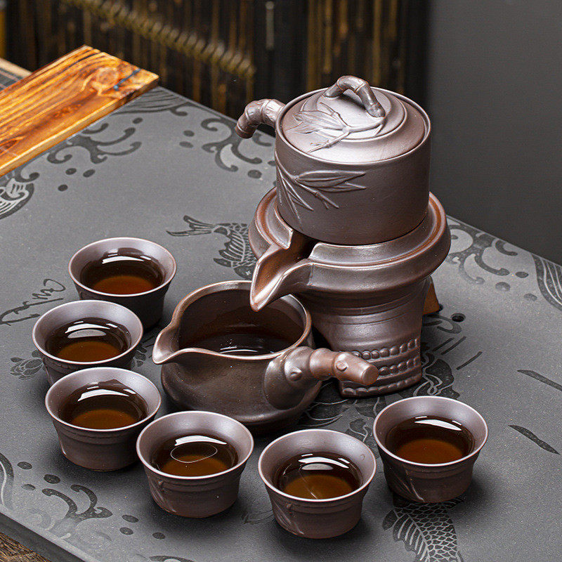 创意懒人石磨时来运转自动茶具套装家用仿柴茶具陶瓷泡茶器便宜烧