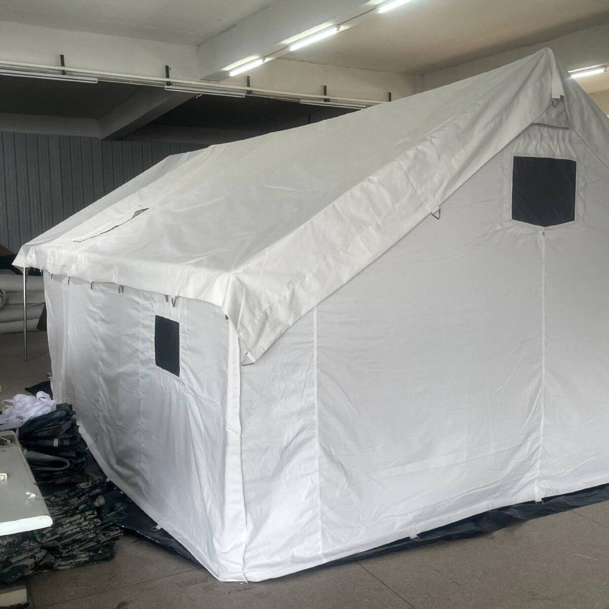 白色双层顶住宿帐篷铝合金会议指挥户外野营双层顶铝合金帐篷