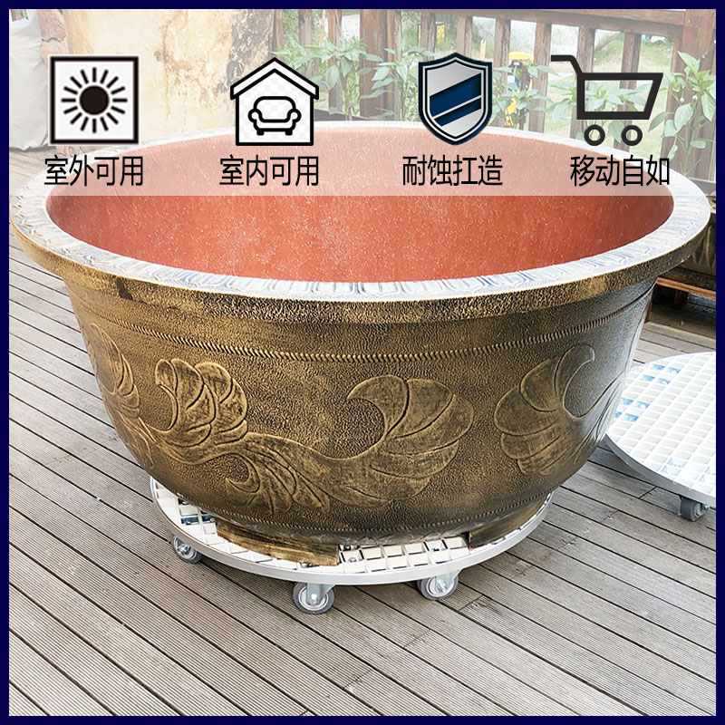 热销圆形移动大花盆托盘带万向轮荷花水缸鱼缸种植箱底座花箱花槽