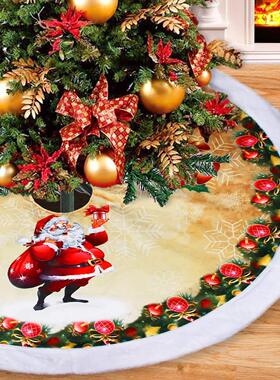 2024圣诞树裙圣诞树底部装饰树裙98cm绒布老人树裙批发