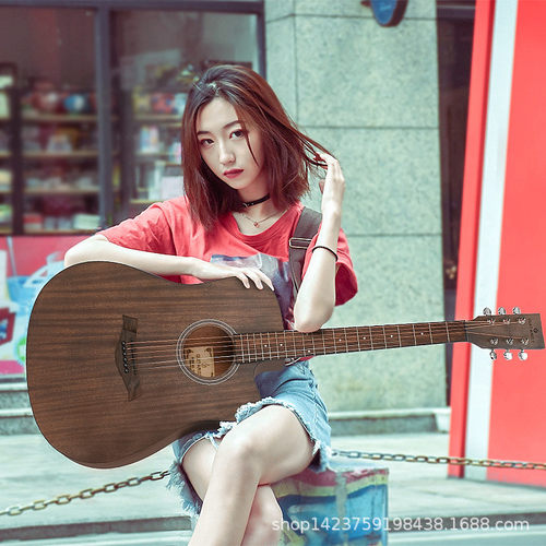 沙比利民谣吉他41寸全guitarist木吉他男女吉他缺角吉它练习乐器