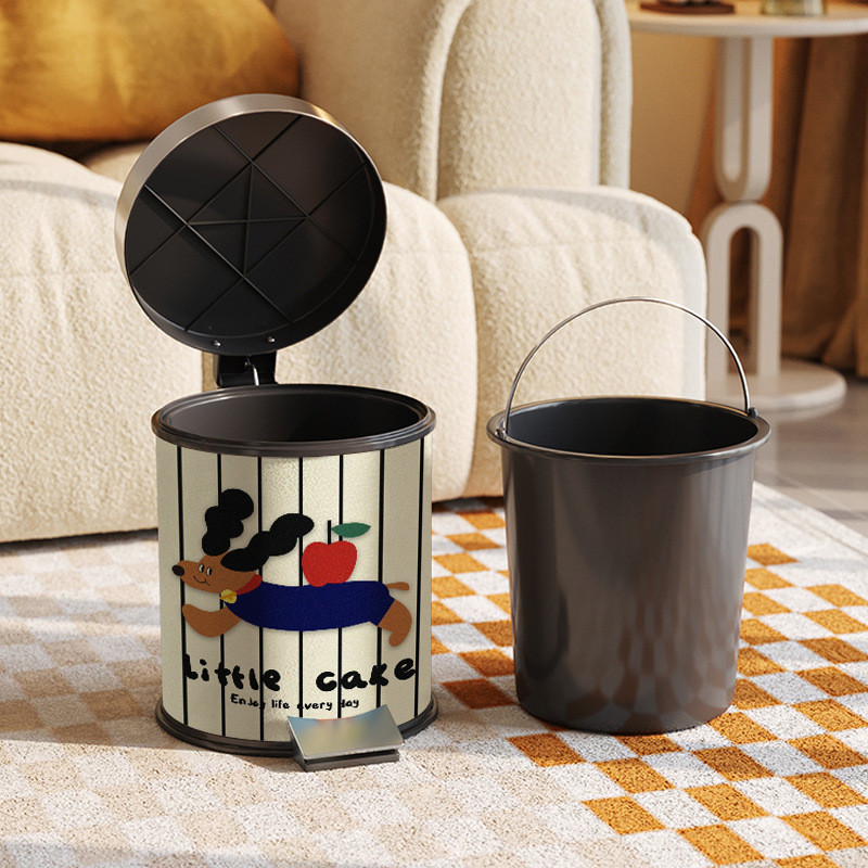 网红高脚踏式值颜翻盖垃圾桶客厅家用轻奢卧室厕所卫生间厨房双桶