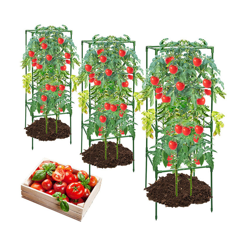 厂家批发方形带种植袋花卉支柱架室内外蔬菜种植架番茄爬藤架