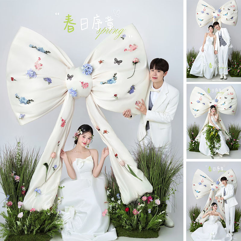 春日刺绣花朵蝴蝶结 大型影楼写真拍照道具摄影网红装饰38女厂家