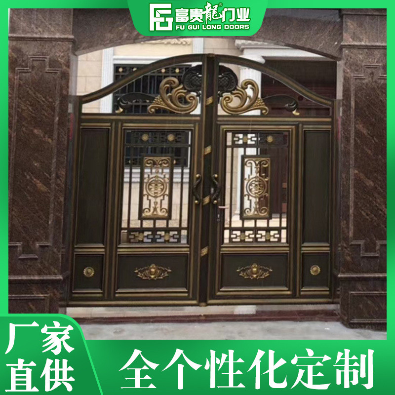 铝艺大门 露台阳台铝合金大门 庭院别墅院子中式雕花大门