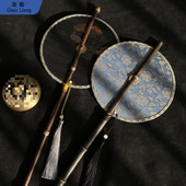 古风紫竹腰扇汉服团扇中国风可卷曲折扇古典长柄流苏扇便携挂 包邮