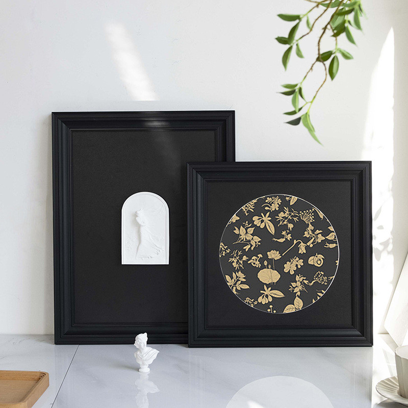 欧式法式中古风黑色画框相框带卡纸装裱雕塑石膏像复古油画框架