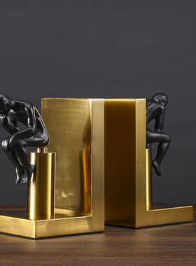 热销美式简约书房书靠书桌装饰品样板思考者合金摩登书档家居饰品