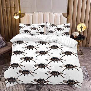 外贸货源家纺床上三件套来图定制蜘蛛数码印花四件套床单一件起订