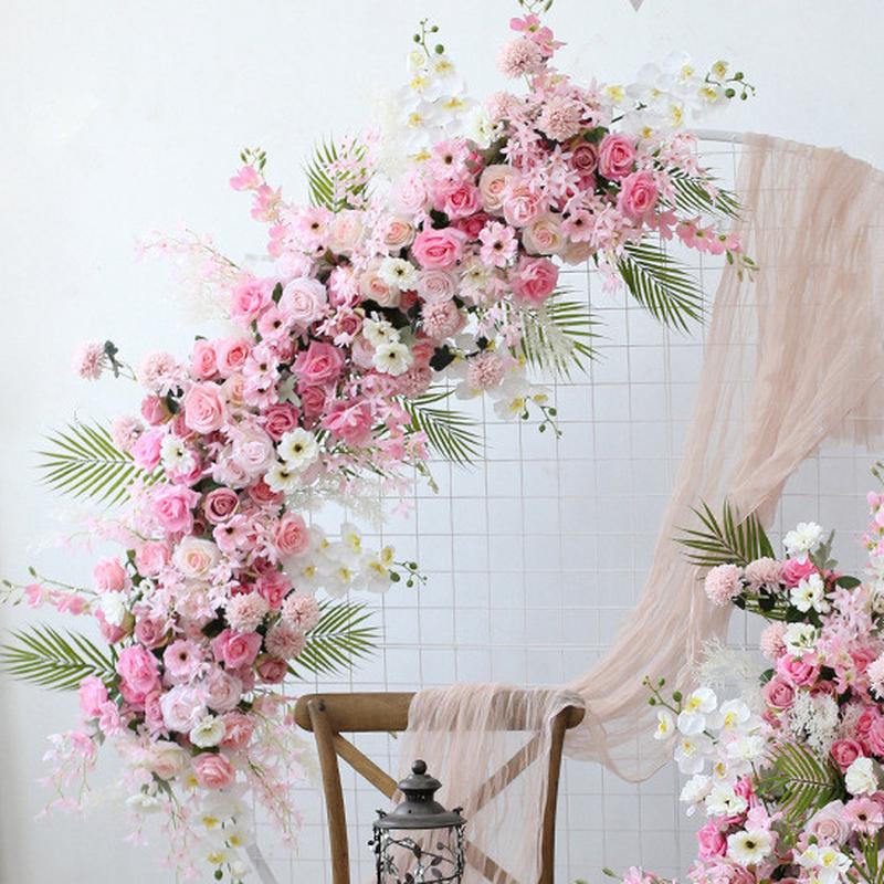 婚庆用花粉色装饰排花路引背景墙花艺婚礼假花场景仿真花t台道具