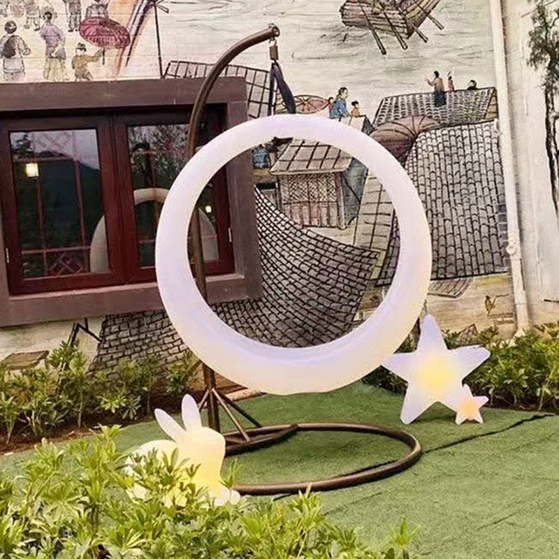 网红发光民宿庭院太阳能夜光月亮吊椅室内外秋千户外花园摇椅定制