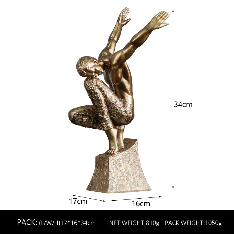 男健身型欧式人物雕塑摆件样板间装饰轻奢风客厅玄关酒柜家居饰品