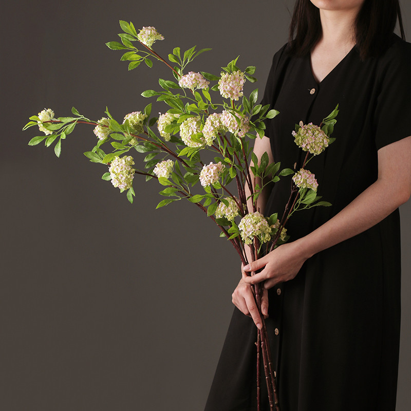 木本雪球落地仿真花客厅大件高枝小绣球假花绢花摆设插花装饰花卉