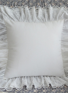 i6cv批发抱枕套蕾丝法式棉麻白色ins抱枕腰枕车内靠垫沙发卧室靠