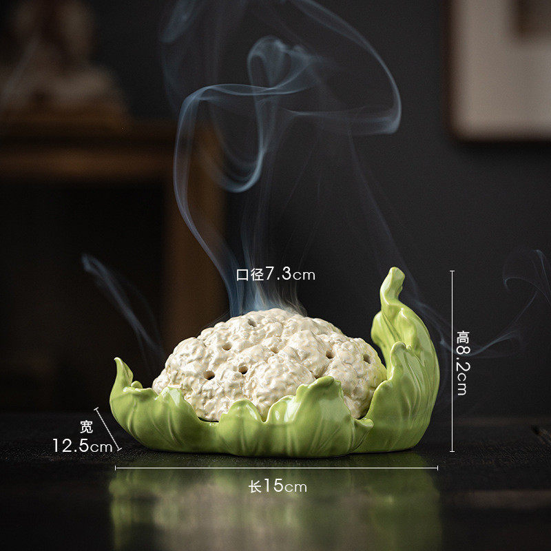 创意家用花菜盘香炉陶瓷室内香薰炉檀香沉香点香盒个性茶桌熏香炉,家居饰品,香薰炉,淘宝优惠券,粉丝福利购,淘宝优惠卷
