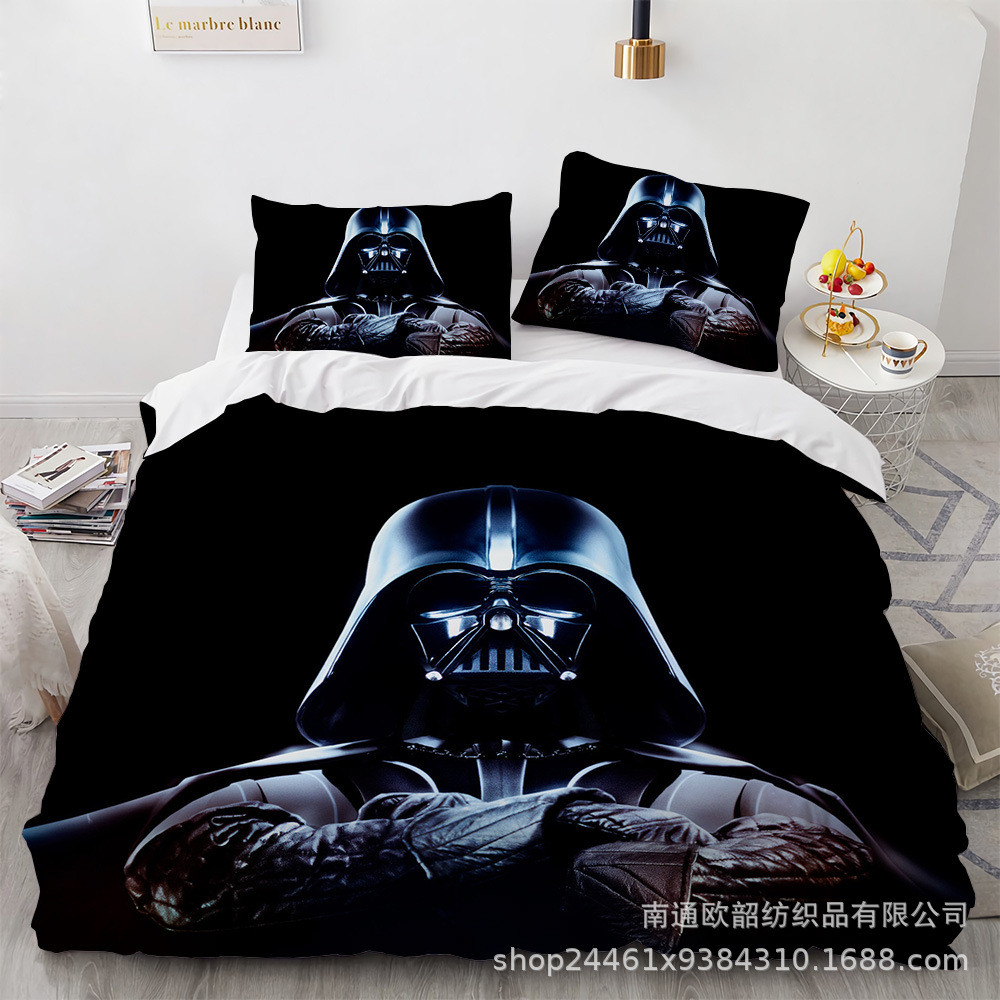 被套星球大战外贸套件3d数码印花磨毛黑武士床上用品三件套