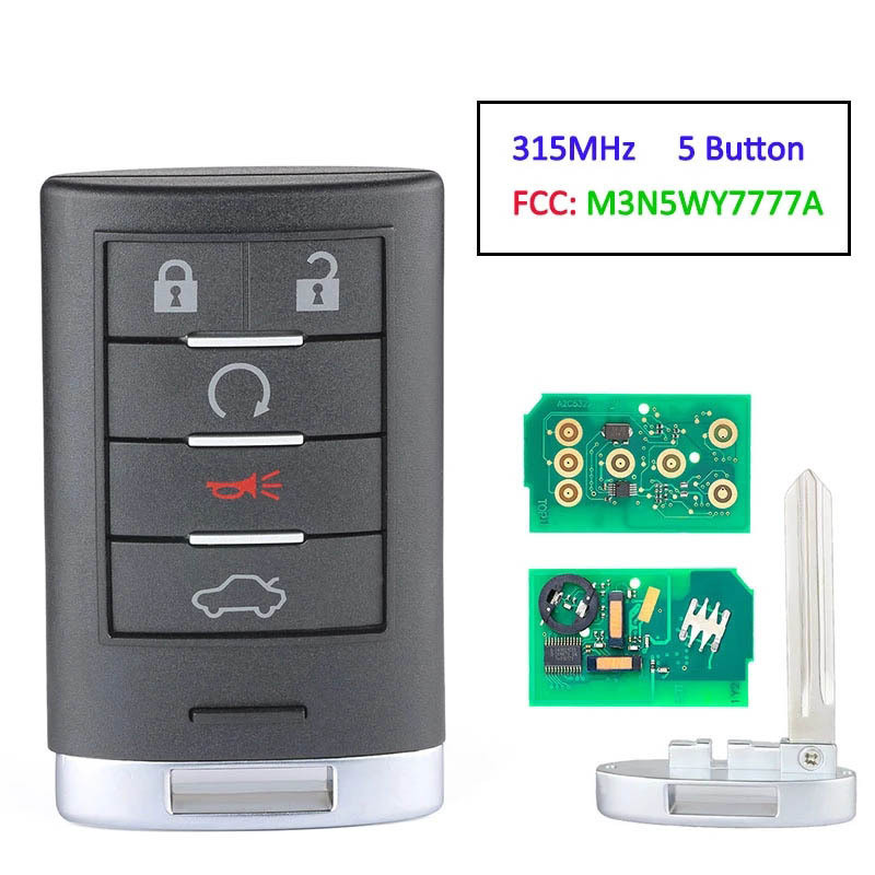 适用于凯迪拉克4+1键智能钥匙  315MHZ  PCF7952   M3n5wy7777A