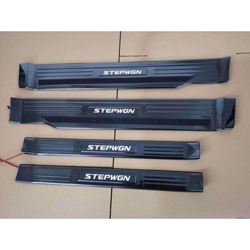 黑钛新款15-19stepwgn不锈钢带灯门槛条步威LED迎宾踏