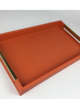 美式家居装饰品摆件长方形五金托盘装饰品创意客厅装饰品