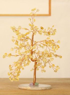 2025天然粉水晶摆件桃花树家居饰品创意水晶花礼物晶石手工花朵水