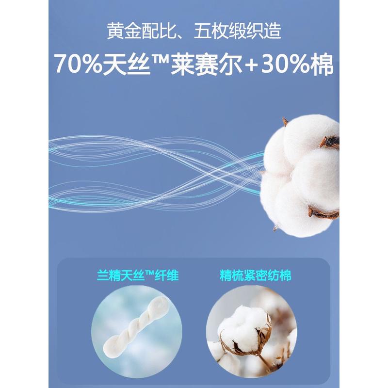 ri0t60支四件套天床上印花春夏季莱赛尔纤维床单床笠亲肤裸睡丝棉