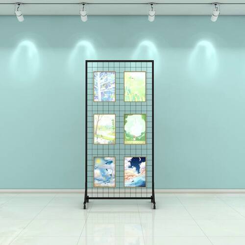 幼儿园作品展示架折叠绘画展示架移动户外美术网格书法展览架批发