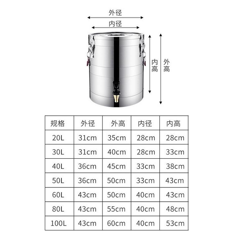 304保双层汤桶欧式商用大容量豆浆桶密封不锈钢保温桶冷奶茶桶