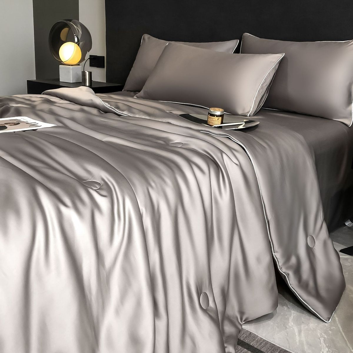 纯色100支天丝夏凉被高档四件套夏季冰丝空调被夏天薄被子可机洗