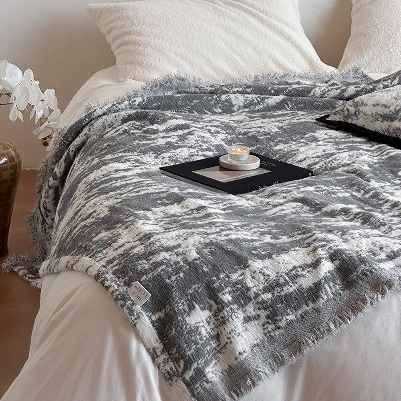 时尚高端貂绒沙发豹纹毛毯保暖柔软盖毯午休毯披肩毯冬季小毯子