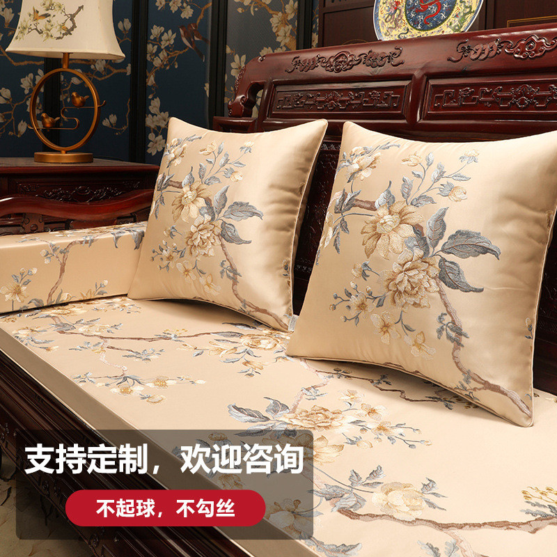 中式红木沙发坐垫加厚带靠背罗汉床海绵垫子套罩五件套实木沙发垫