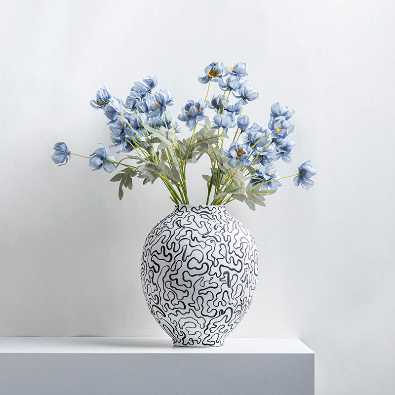 热销手绘纹陶瓷摆件花器家居装饰摆件民宿博古架样板房玄关客厅