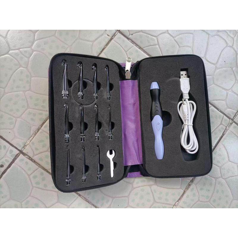 11合1钩针套装编织手柄diy工具亮度调节充电发光居家多色外贸款